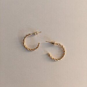Gold Tone Twist Hoop Earrings